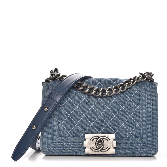 Chanel Denim Blue Quilted Small Boy Flap Purse Crossbody - Picture 16 of 16